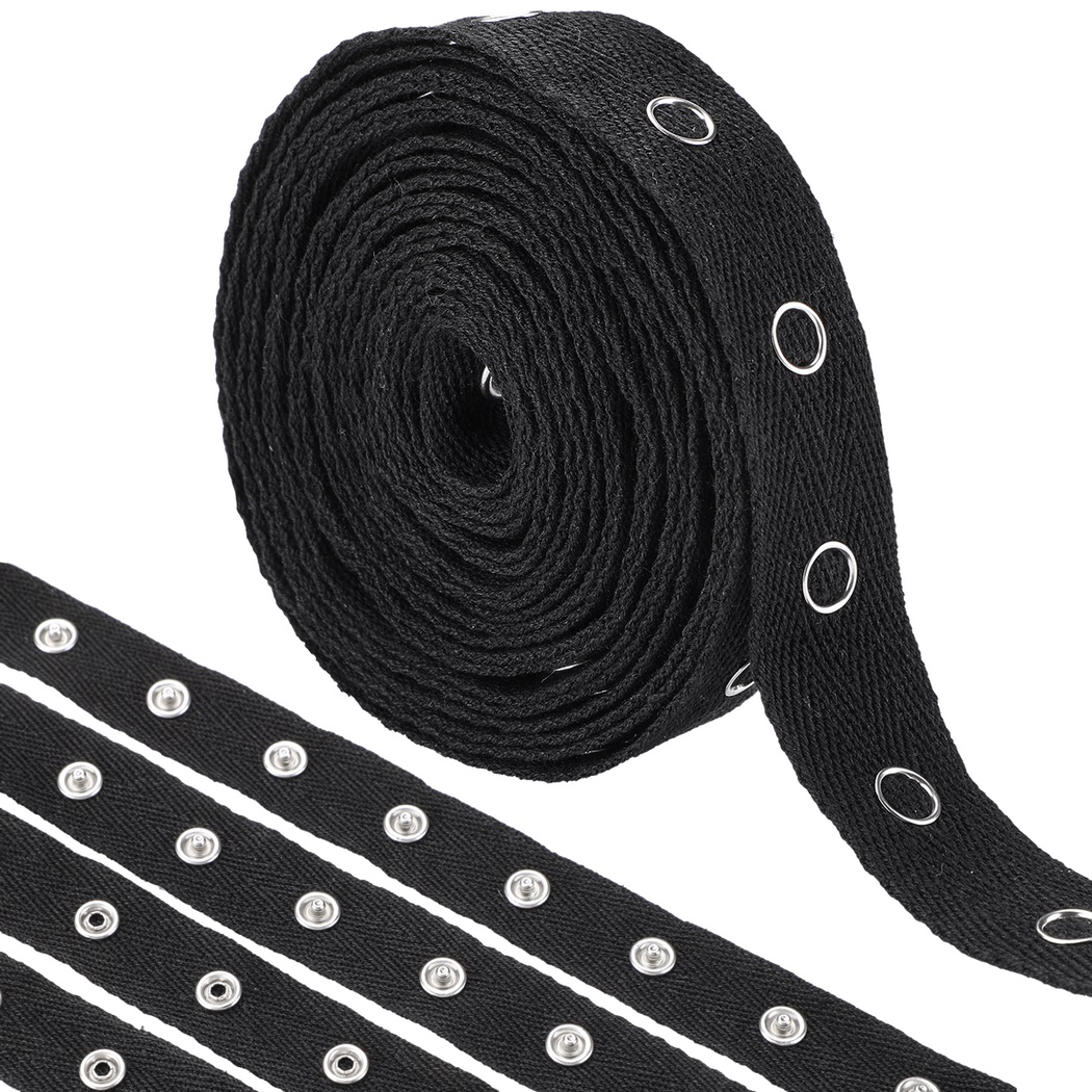 Bangcool 3 Yards Sewing Snap Tape Trim, Sewing Snap Ribbon Fastener Press Stud Tape, Snap Button Tape Soft Cloth Sewing Snap for Sewing DIY Accessories, Black
